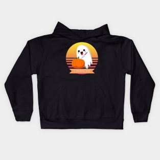 Halloween Cute Ghost Carving a Pumpkin *Is Lobotomy Time* Kids Hoodie